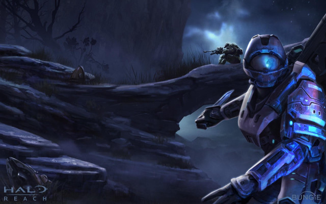 Futuristic man gun dark forest free wallpaper for desktop - medium preview image