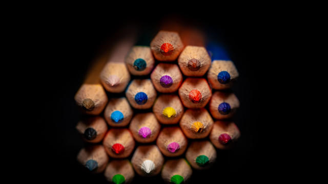 Colored pencils child drawing saturated free wallpaper for desktop - medium preview image