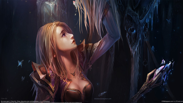 Woman long hair bird tree #2 free wallpaper for desktop - medium preview image