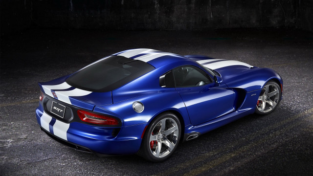 Blue sports car white stripes free wallpaper for desktop - medium preview image
