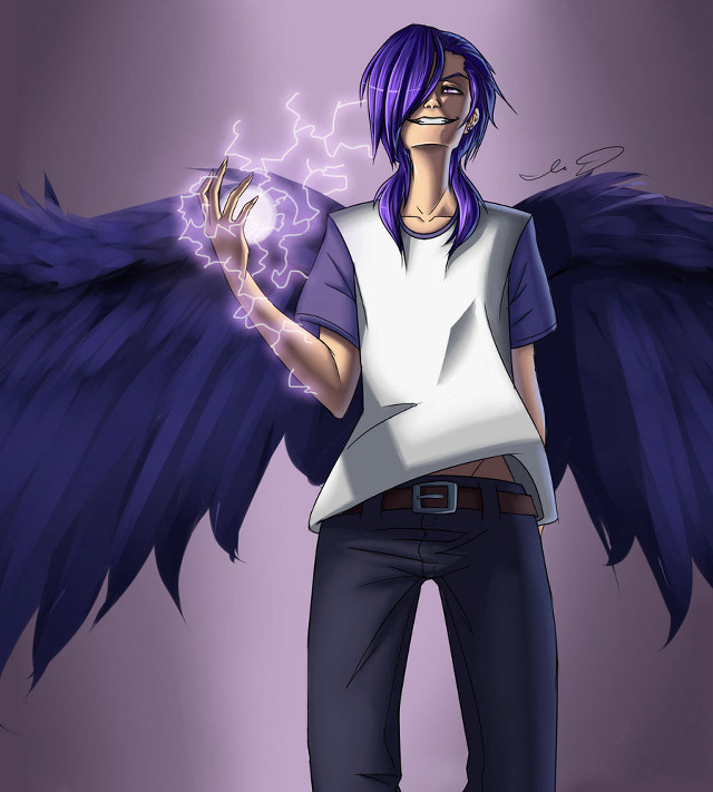 Purple hair man angel wings free wallpaper for tablet - medium preview image