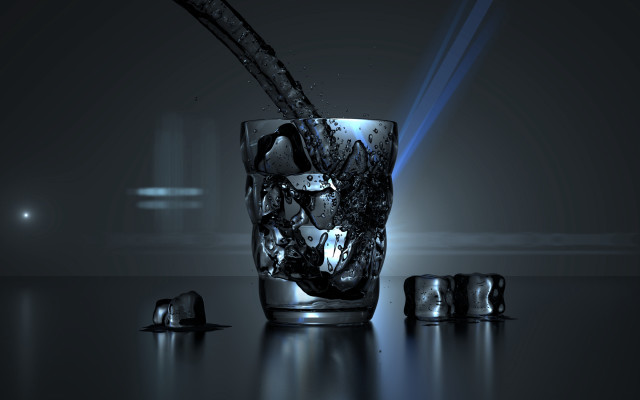 Glass water ice cubes blue free wallpaper for desktop - medium preview image