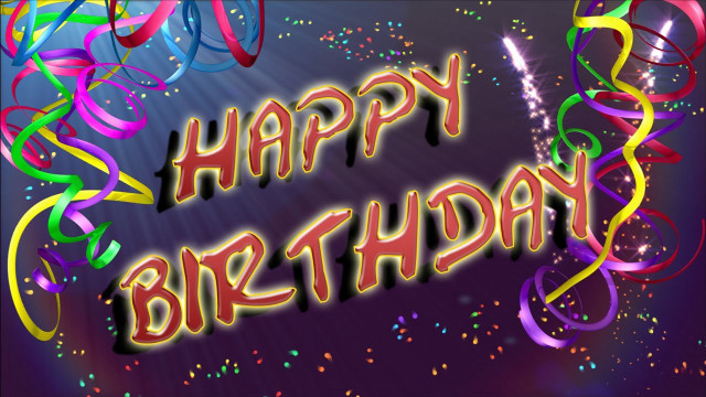 Birthday card colorful streamers happy free wallpaper for desktop - medium preview image