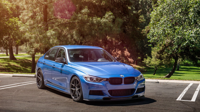 Blue car parking lot trees #2 free wallpaper for desktop - medium preview image