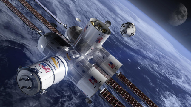 Space station satellite moon planet free wallpaper for desktop - medium preview image