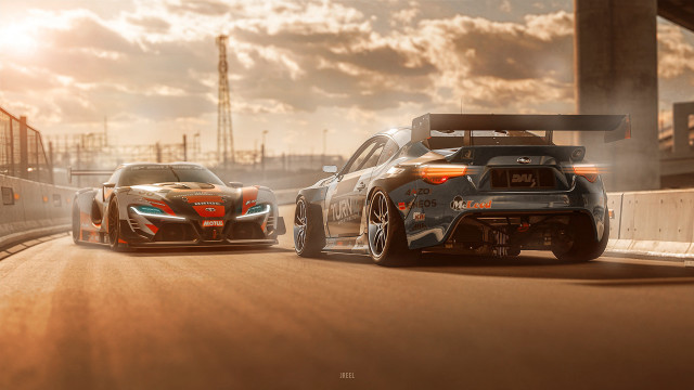 Cars road sunset clouds urban free wallpaper for desktop - medium preview image