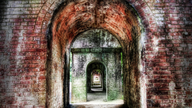 Brick tunnel door light architecture free wallpaper for desktop - medium preview image