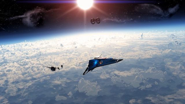 Space station earth sky sun free wallpaper for desktop - medium preview image