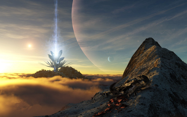 Dusk mountain sky sun planet free wallpaper for desktop - medium preview image