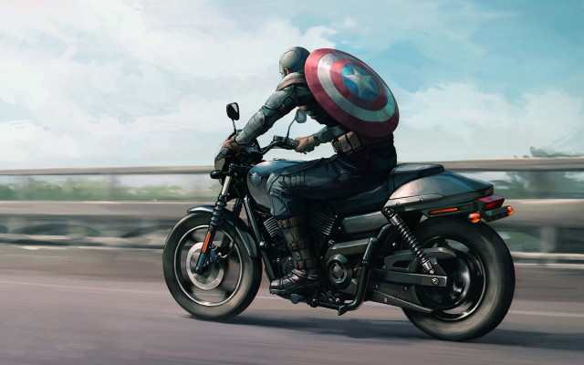 Man motorcycle captain america helmet free wallpaper for desktop - medium preview image