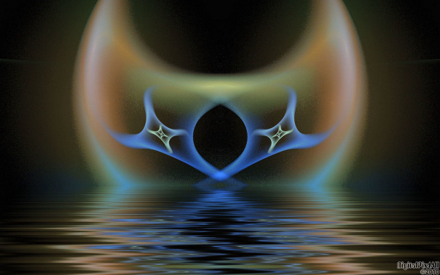 Blue orange water reflection holography free wallpaper for desktop - medium preview image