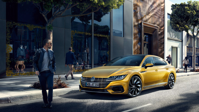 Man street yellow car building free wallpaper for desktop - medium preview image