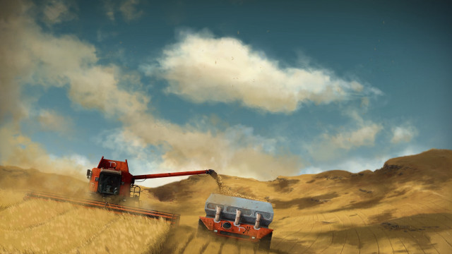 Red truck wheat field red free wallpaper for desktop - medium preview image