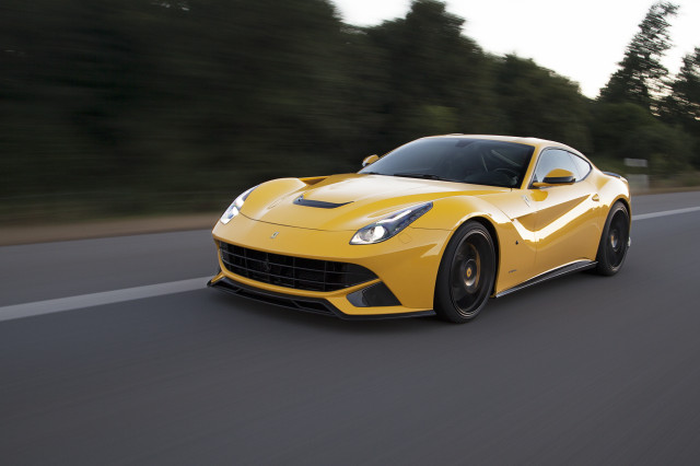Yellow sports car driving road #6 free wallpaper for desktop - medium preview image