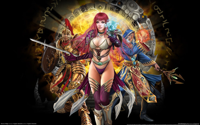 Redhaired bikini woman swords demon free wallpaper for desktop - medium preview image