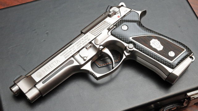 Gun black silver case table free wallpaper for desktop - medium preview image