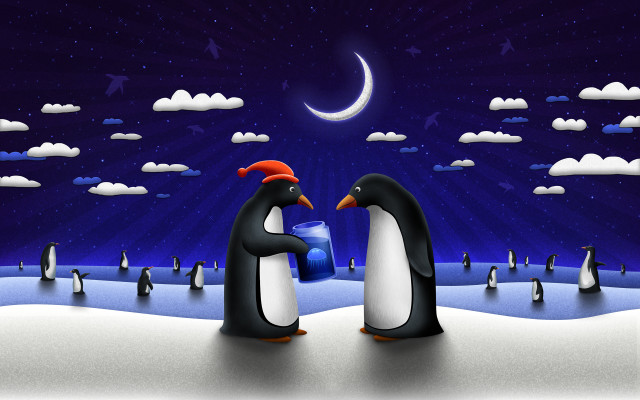 Penguins snow ice crescent naive free wallpaper for desktop - medium preview image