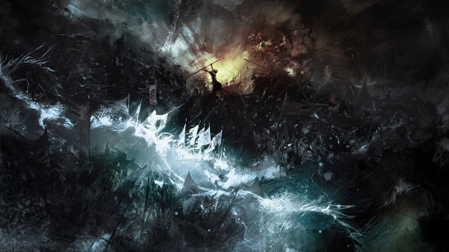 Dark stormy landscape cross yellow free wallpaper for desktop - medium preview image