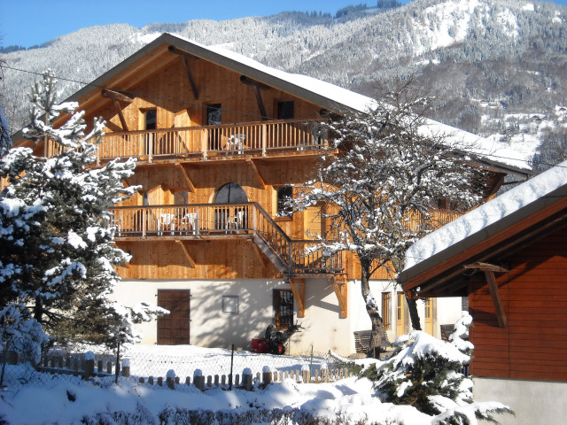 House balcony snow mountains urban free wallpaper for desktop - medium preview image