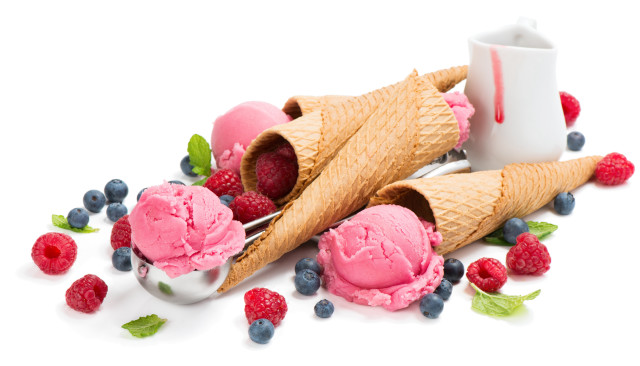 Ice cream berries raspberries milk free wallpaper for desktop - medium preview image
