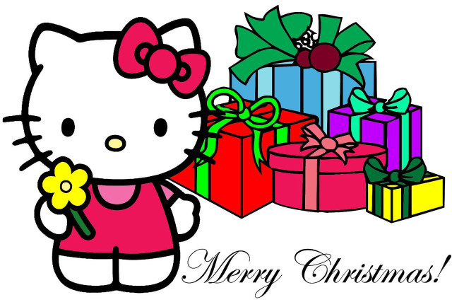 Hello kitty presents merry christmas free wallpaper for desktop - medium preview image