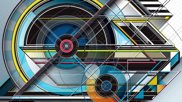 Colorful abstract geometric red circle free wallpaper for desktop - medium preview image