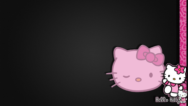 Hello kitty pink bow black free wallpaper for desktop - medium preview image