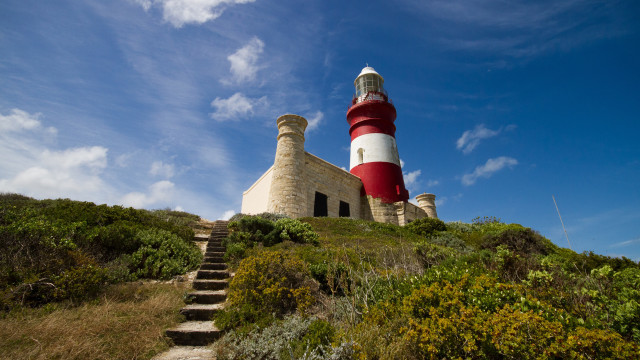 Lighthouse staircase hill blue sky free wallpaper for desktop - medium preview image