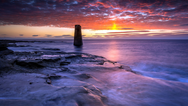 Sunset water tower clouds matte free wallpaper for desktop - medium preview image