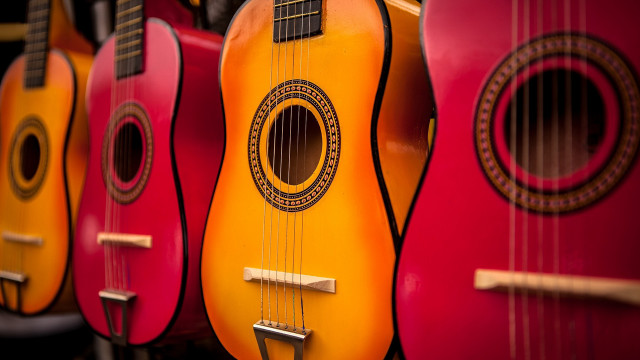 Guitars colorful folkart baroque shallowdepth free wallpaper for desktop - medium preview image