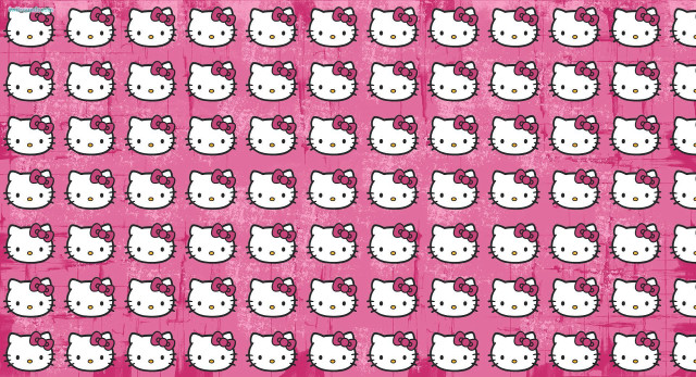 Pink background hello kitty heads free wallpaper for desktop - medium preview image
