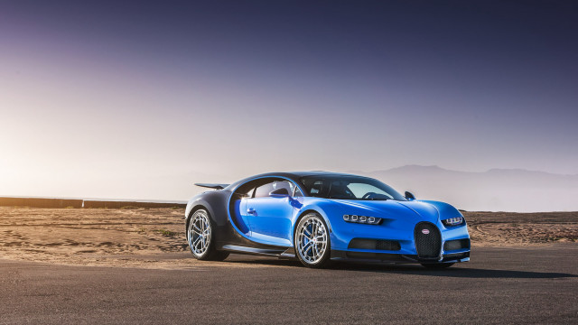 Blue bugatti desert mountain sunset free wallpaper for desktop - medium preview image
