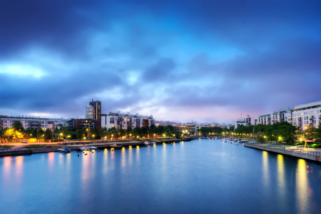 River bridge city night lights #2 free wallpaper for desktop - medium preview image