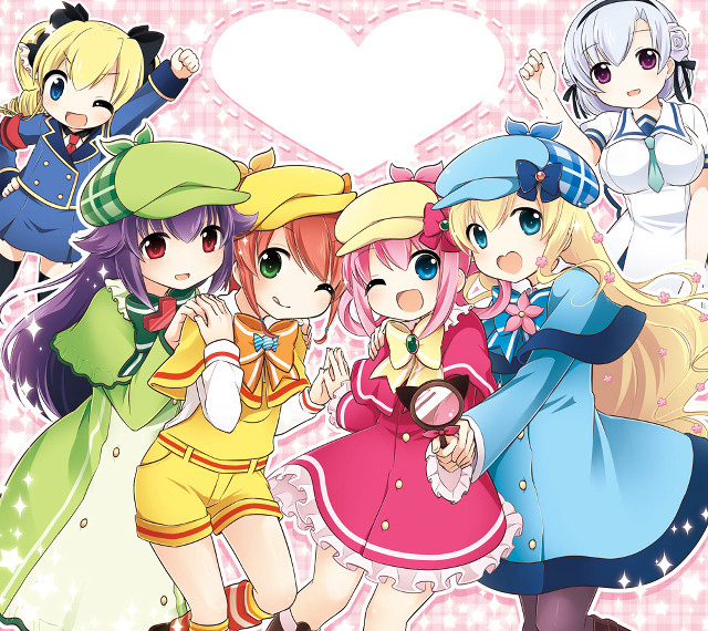 Anime girls heart background pink free wallpaper for tablet - medium preview image