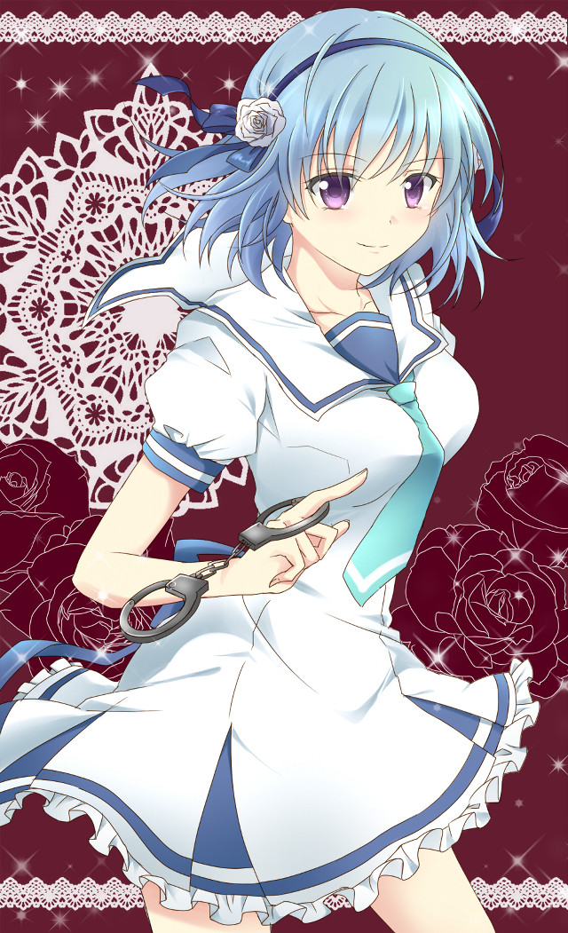 Girl dress scissors lace bluehair free wallpaper for mobile - medium preview image