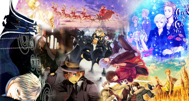Anime collage christmas scene top free wallpaper for desktop - medium preview image