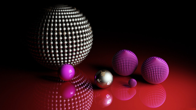 Balls on red surface raytraced free wallpaper for desktop - medium preview image