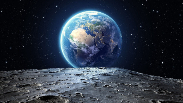 Earth moon view space astronaut free wallpaper for desktop - medium preview image