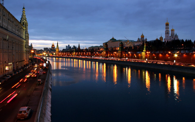 River cars night city lights #2 free wallpaper for desktop - medium preview image