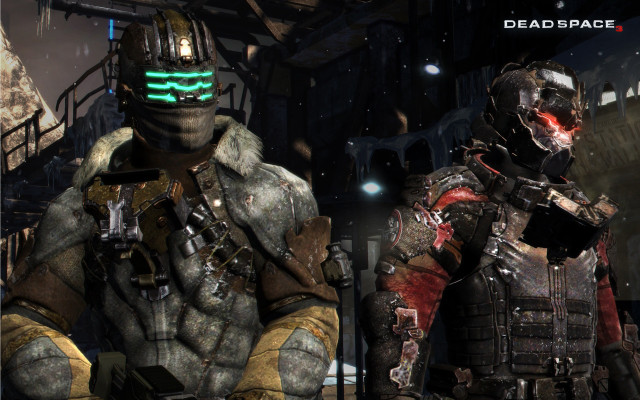 Two men costumed deadspace armor free wallpaper for desktop - medium preview image
