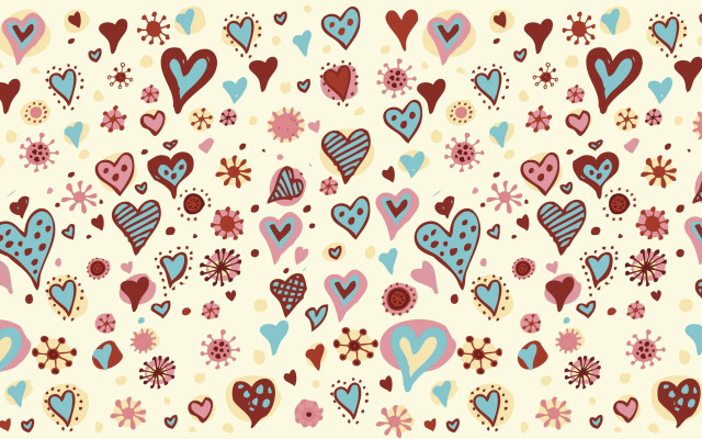 Hearts flowers white background blue free wallpaper for desktop - medium preview image