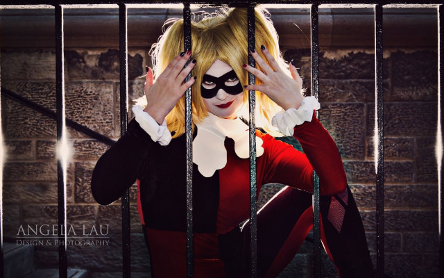 Woman red black jail cosplay free wallpaper for desktop - medium preview image