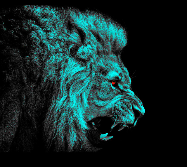 Lion mouth open glowing green free wallpaper for tablet - medium preview image