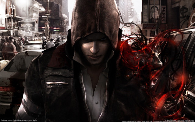 Man hooded jacket city fireball free wallpaper for desktop - medium preview image