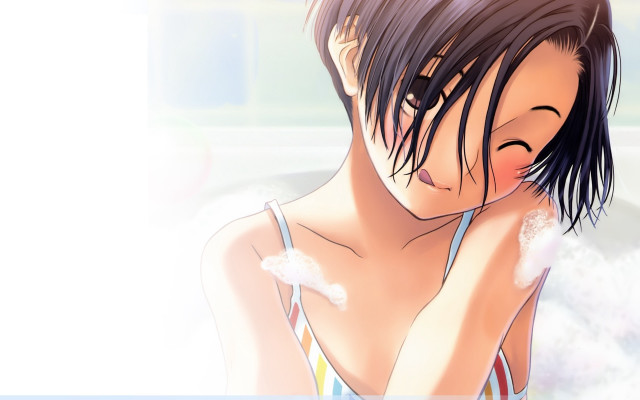 Woman bathtub foam blush blackhair free wallpaper for desktop - medium preview image