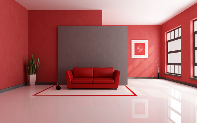 Red couch living room potted free wallpaper for desktop - medium preview image