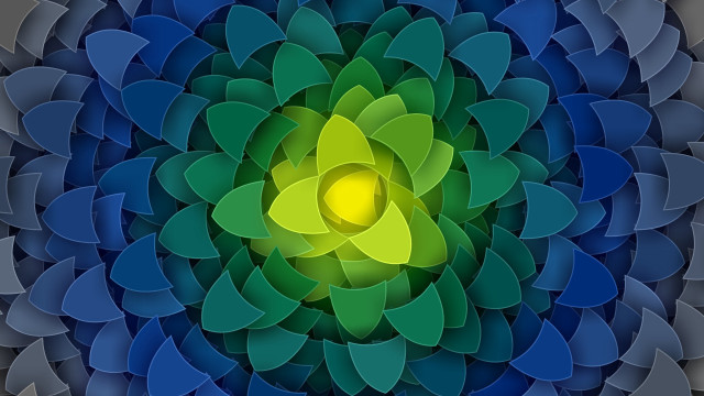 Colorful flower yellow center blue free wallpaper for desktop - medium preview image
