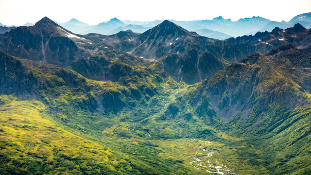 Valley mountains river nature forest free wallpaper for desktop - medium preview image