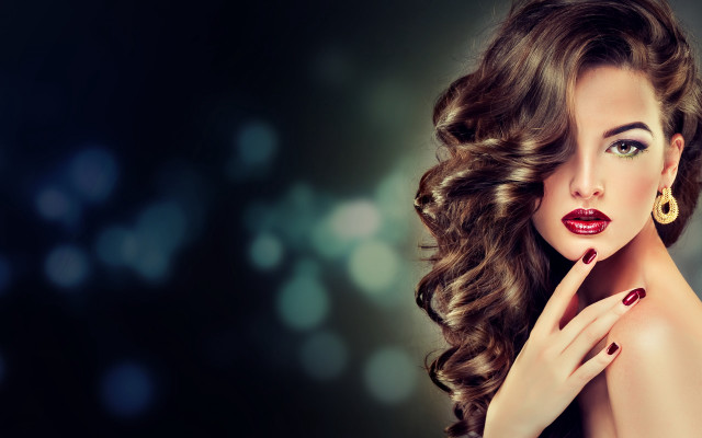 Woman long hair red lipstick #10 free wallpaper for desktop - medium preview image