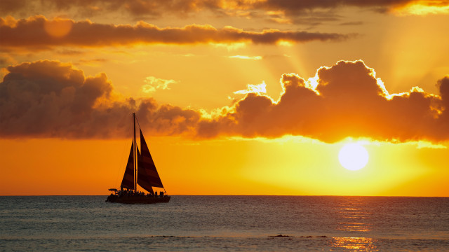 Sailboat ocean sunset cloudy sky #3 free wallpaper for desktop - medium preview image